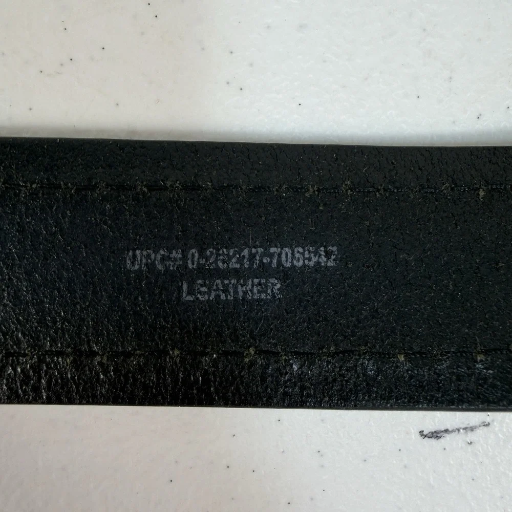 Dickies Men's‎ Sz 38 Belt Black Leather Black Tone Buckle Adjustable Work